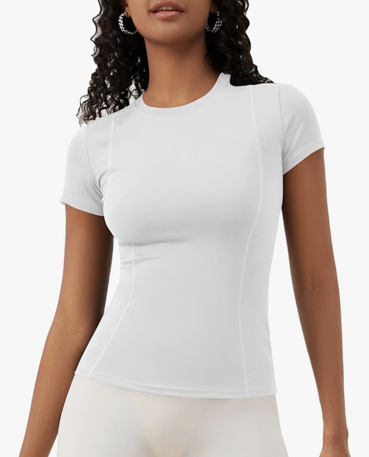 White Short Sleeve Compression Top (name included)