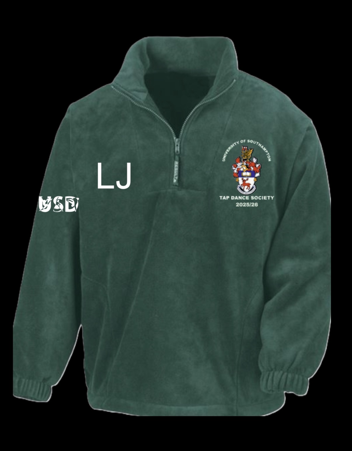 Dark Green 1/4 Zip Fleece (initials included)