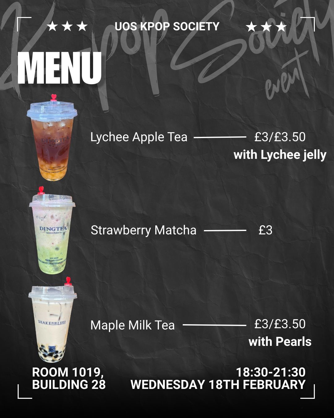 Paint and Sip - Boba Selections