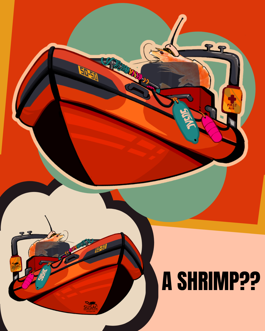 Shrimp on the 50-50 keychain