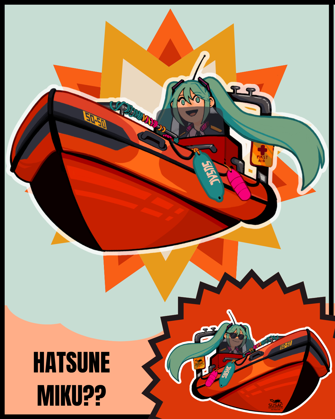Hatsune Miku on the 50-50 keychain
