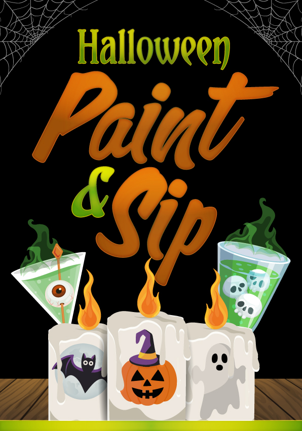 Paint & Sip Halloween Candles vs Canvases 